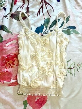 HeartSoul Cream Rosette Tank Top